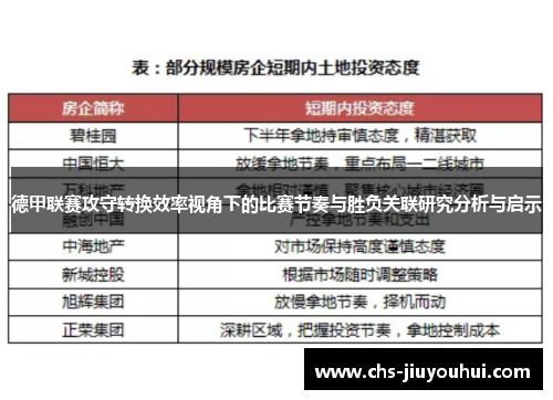 德甲联赛攻守转换效率视角下的比赛节奏与胜负关联研究分析与启示